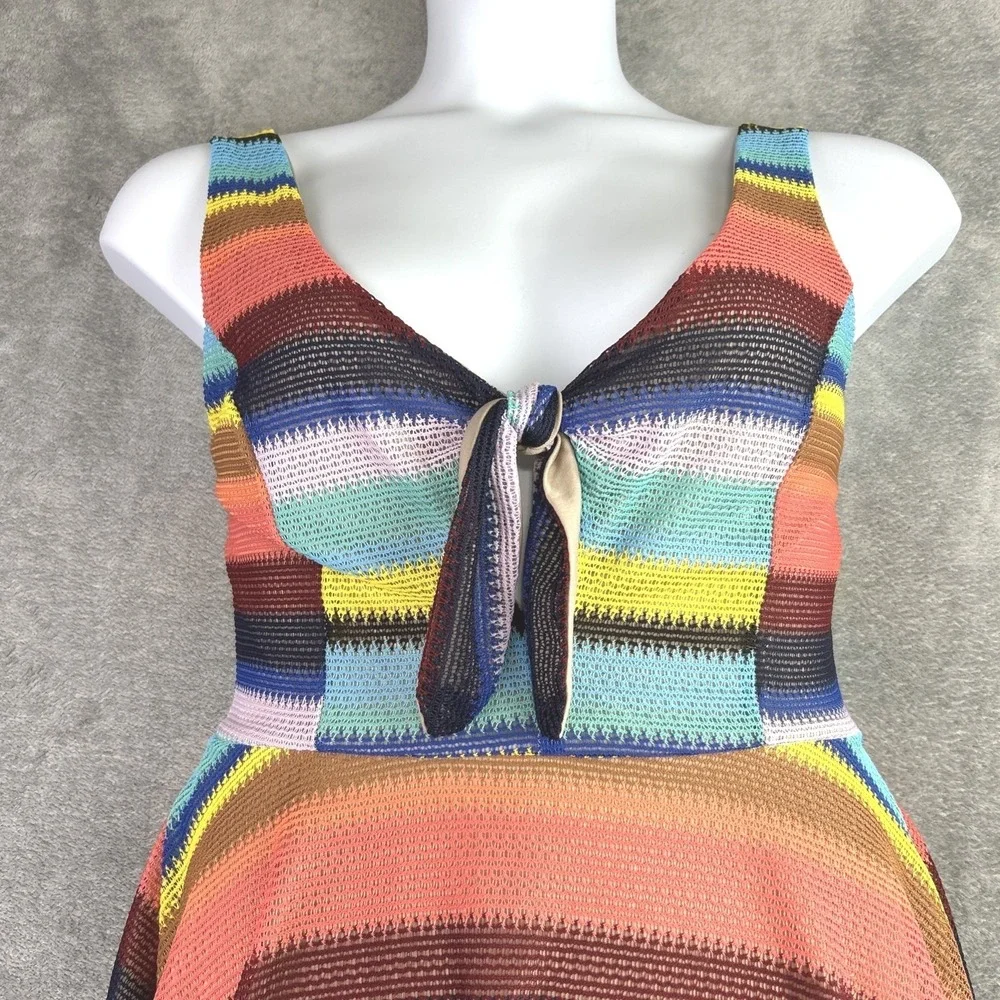 Karlie Dress Size M Striped Knit Skater Halter Top Lined Mod Retro‎ 70's Vintage